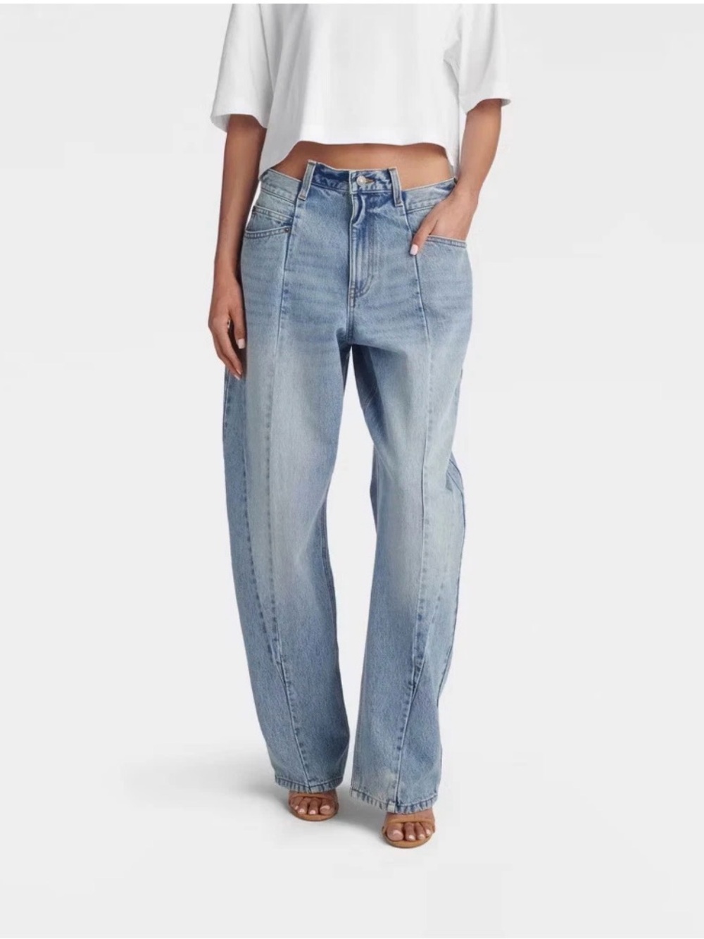 KBB by KAHLANA Mid-Rise Barrel Leg 'The Deconstructed Jean' - Light